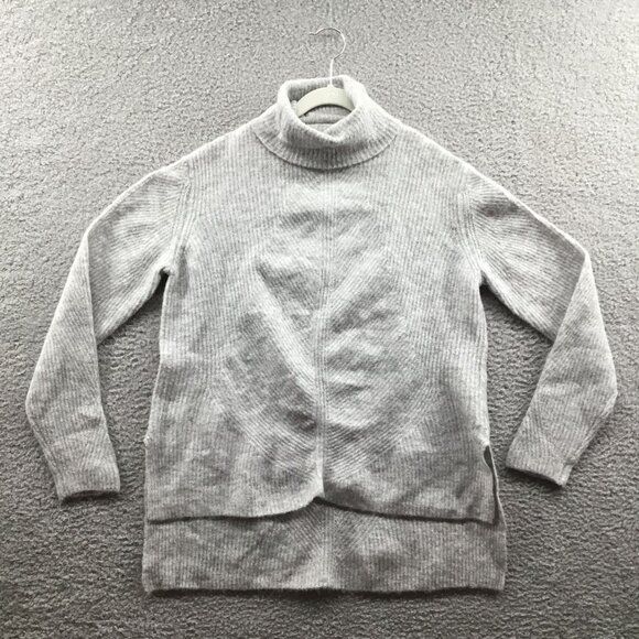 Sweet Romeo Abstract Rib Knit Turtleneck Tunic Sweater Heather Grey‎ S - Picture 2 of 4